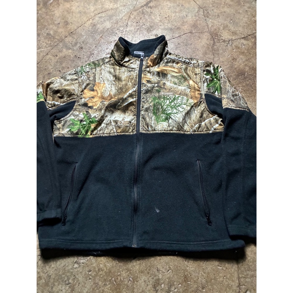 Columbia Sportswear Mens XL Camo Fleece Jacket RealTree Full Zip Black Outdoor - Picture 3 of 6